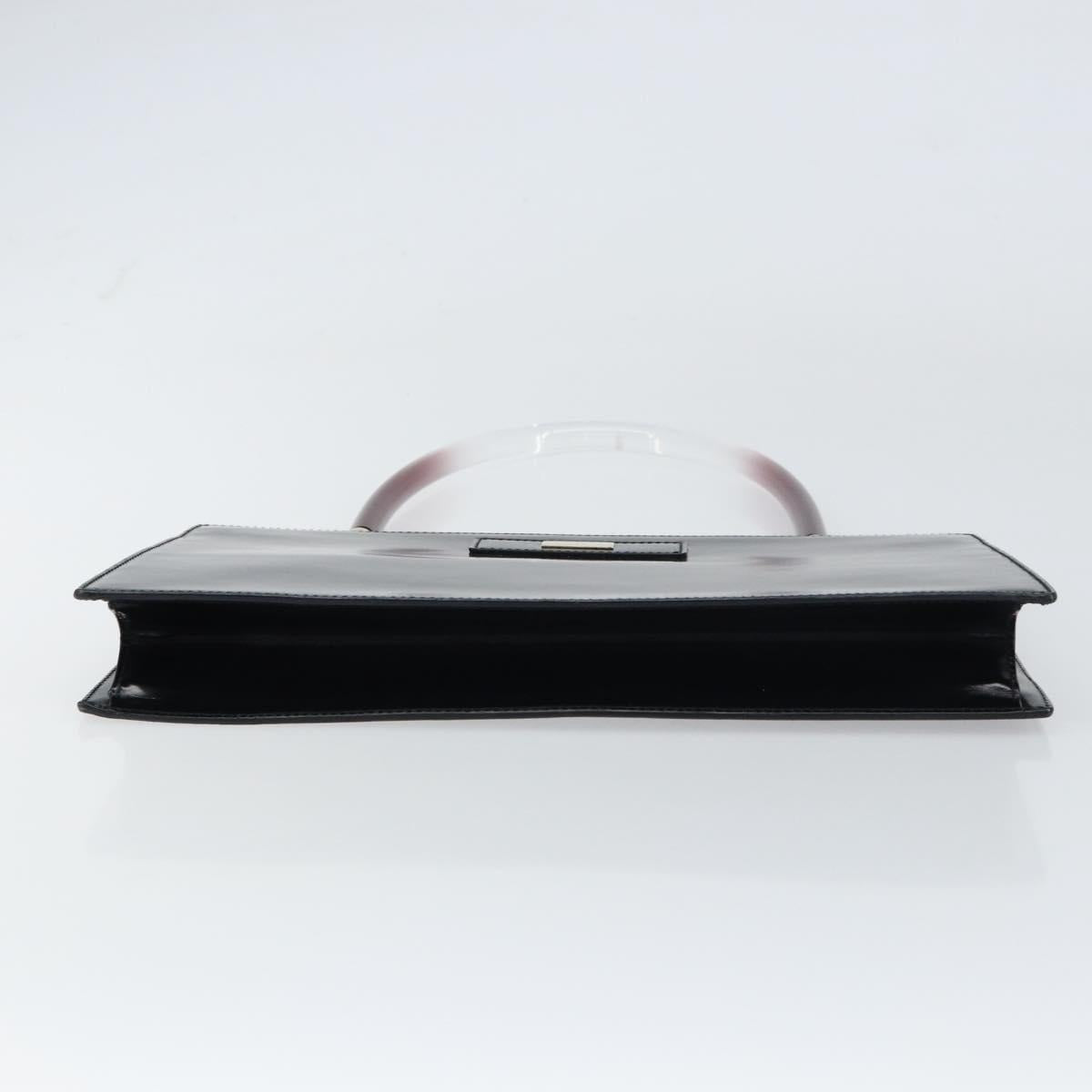 GUCCI Hand Bag Leather Black Gold Auth yk20107A