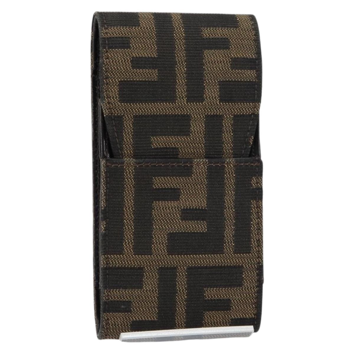 FENDI Zucca Canvas Cigarette Case Black Brown Auth yk20111V