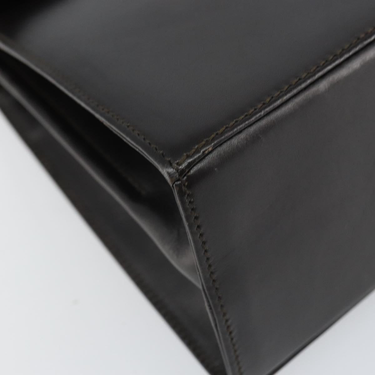 Salvatore Ferragamo Gancini Hand Bag Leather 2way Dark Brown Gold Auth yk20123