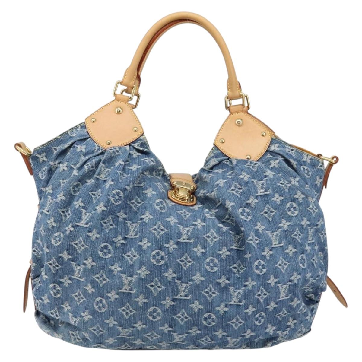 LOUIS VUITTON Monogram Denim XL Hand Bag Blue M95515 LV Auth yk20127V