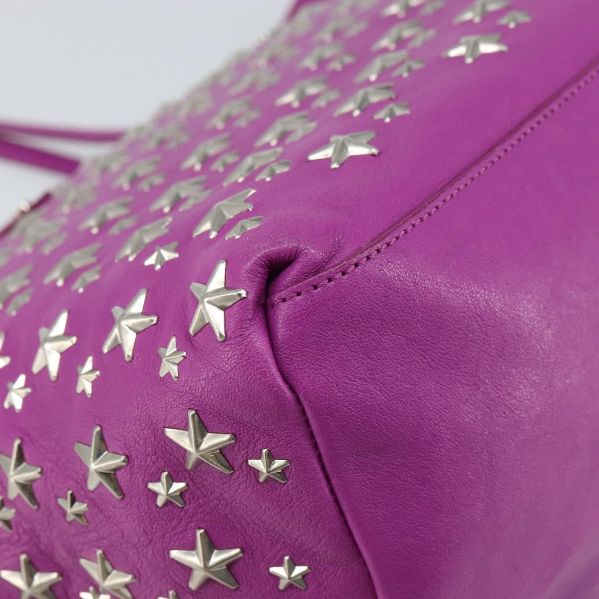 Jimmy Choo Studs Tote Bag Leather Purple Silver Auth yk20140