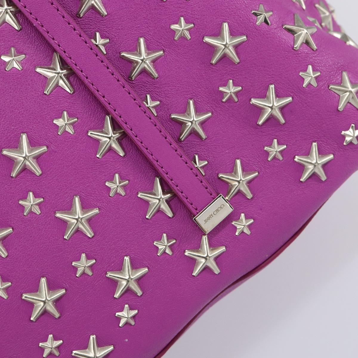 Jimmy Choo Studs Tote Bag Leather Purple Silver Auth yk20140