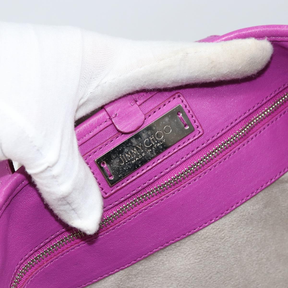 Jimmy Choo Studs Tote Bag Leather Purple Silver Auth yk20140