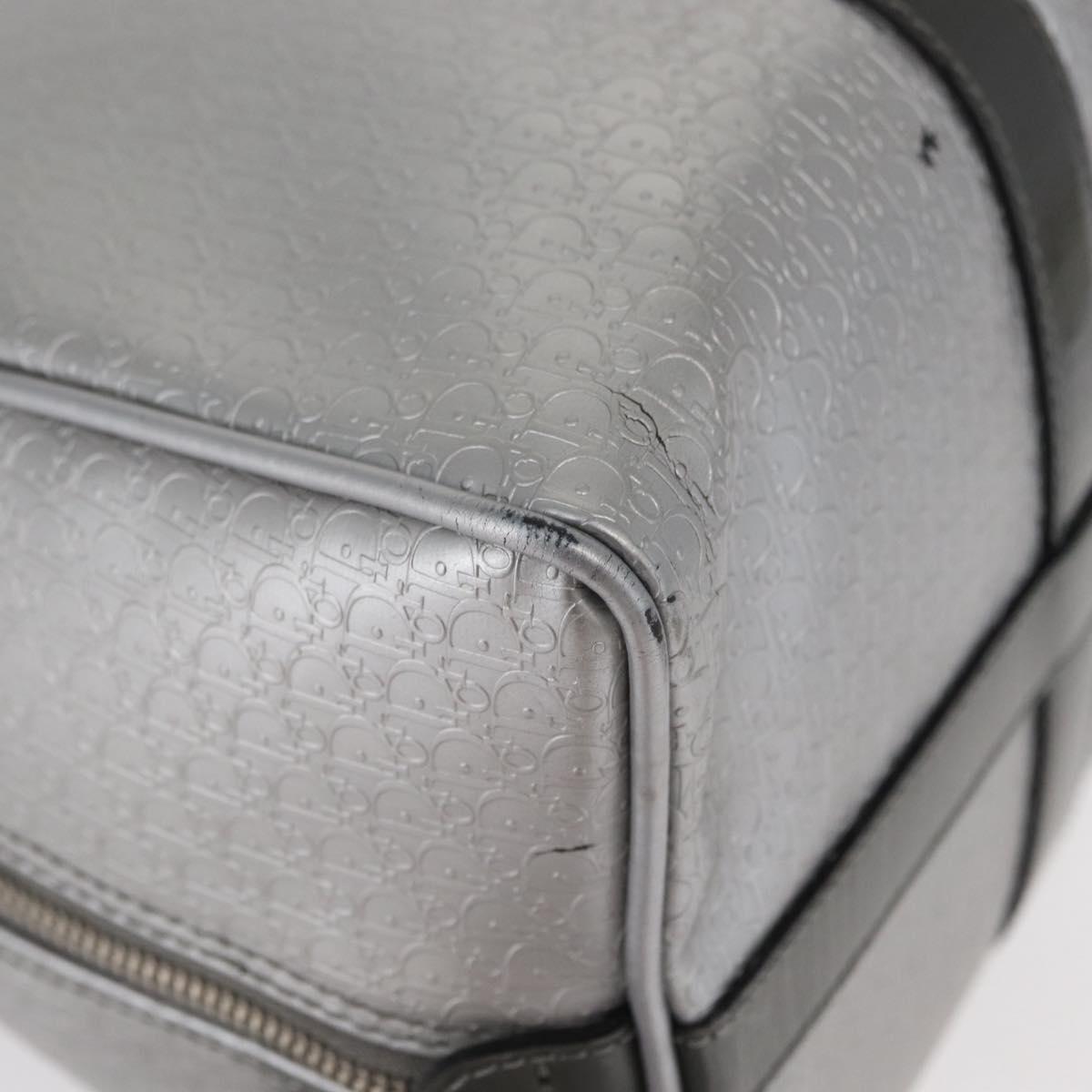 Christian Dior Trotter Canvas Hand Bag PVC Gray Silver Auth yk20143
