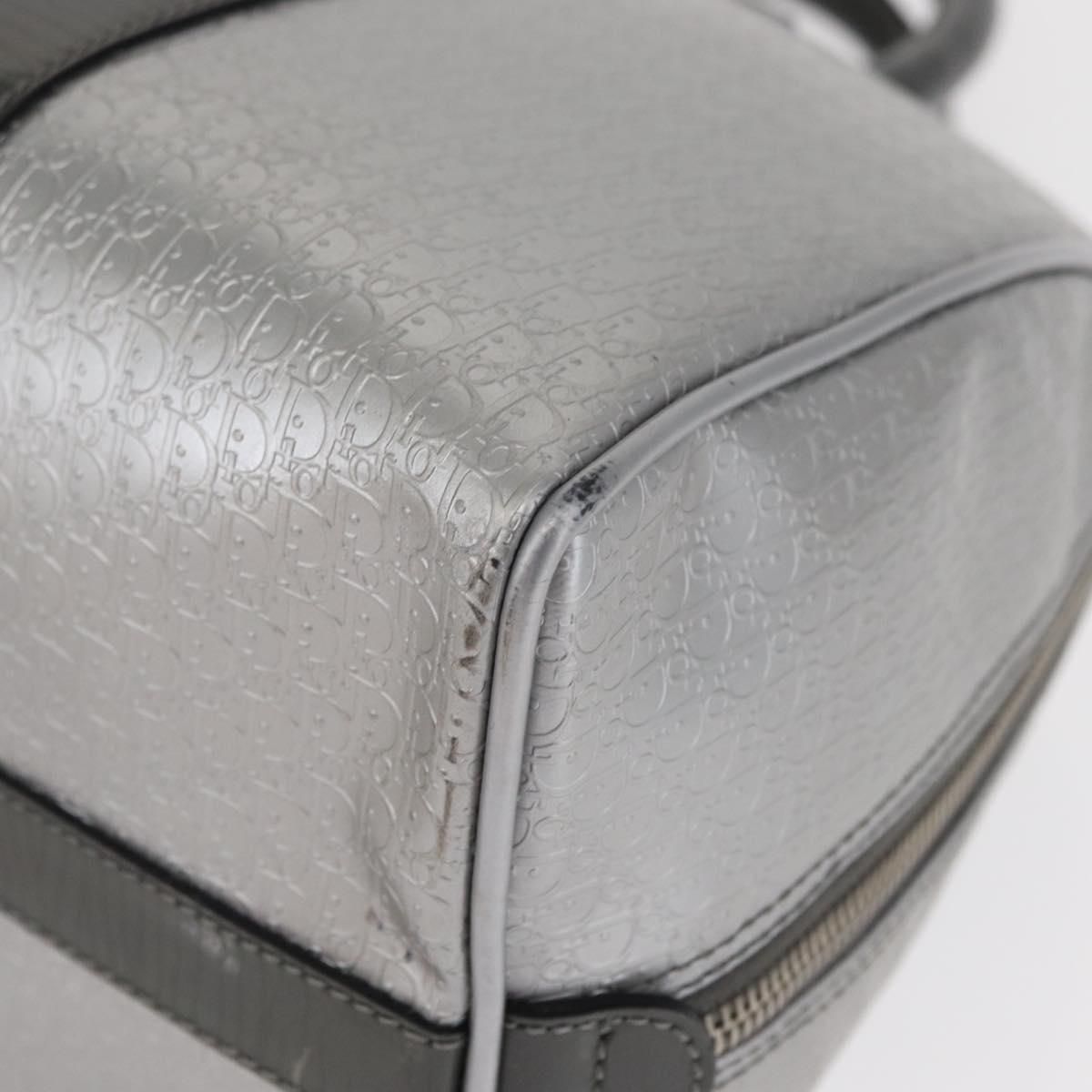 Christian Dior Trotter Canvas Hand Bag PVC Gray Silver Auth yk20143