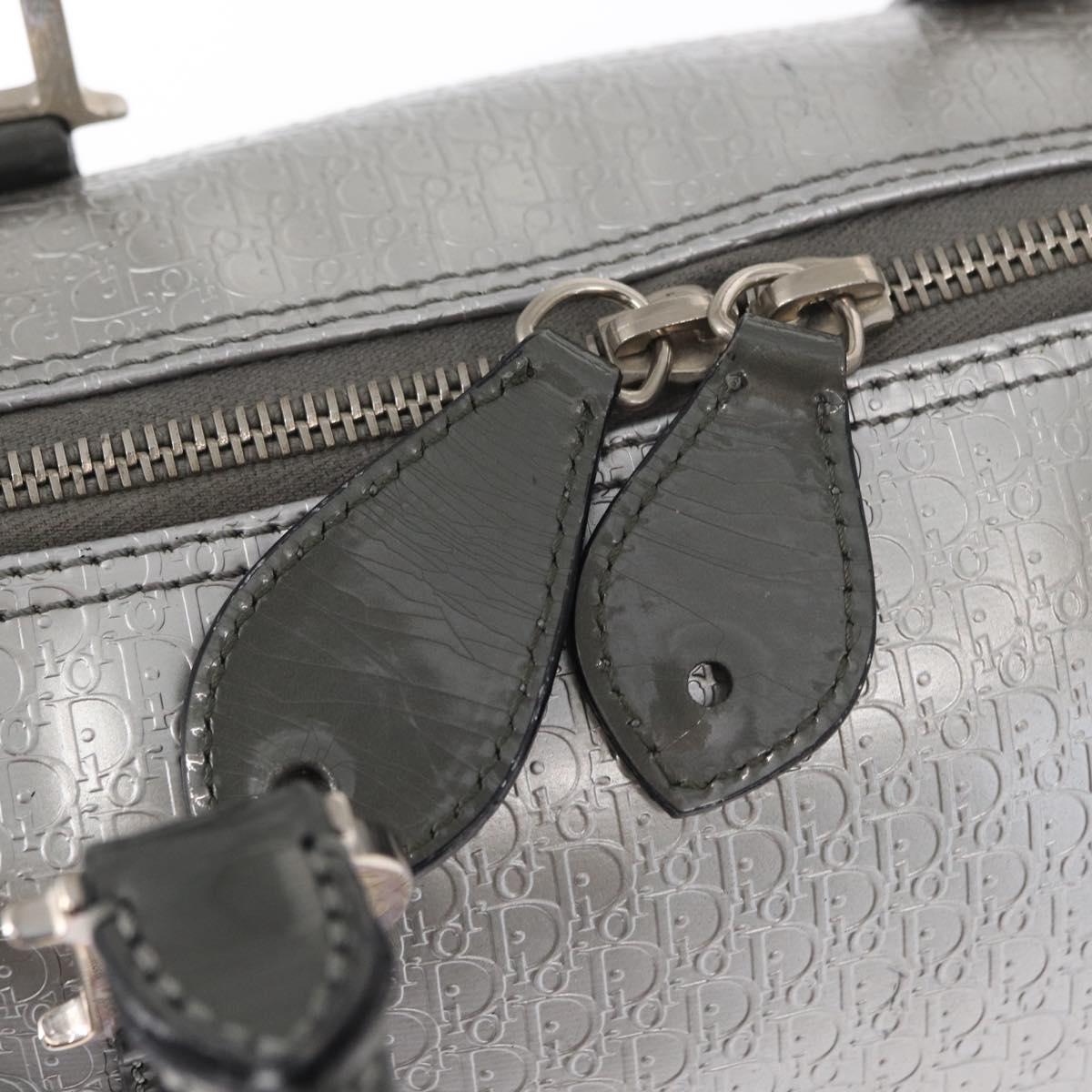 Christian Dior Trotter Canvas Hand Bag PVC Gray Silver Auth yk20143