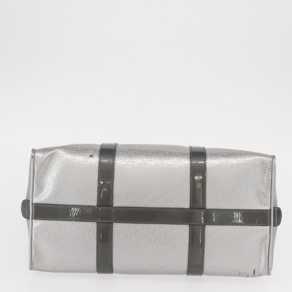 Christian Dior Trotter Canvas Hand Bag PVC Gray Silver Auth yk20143