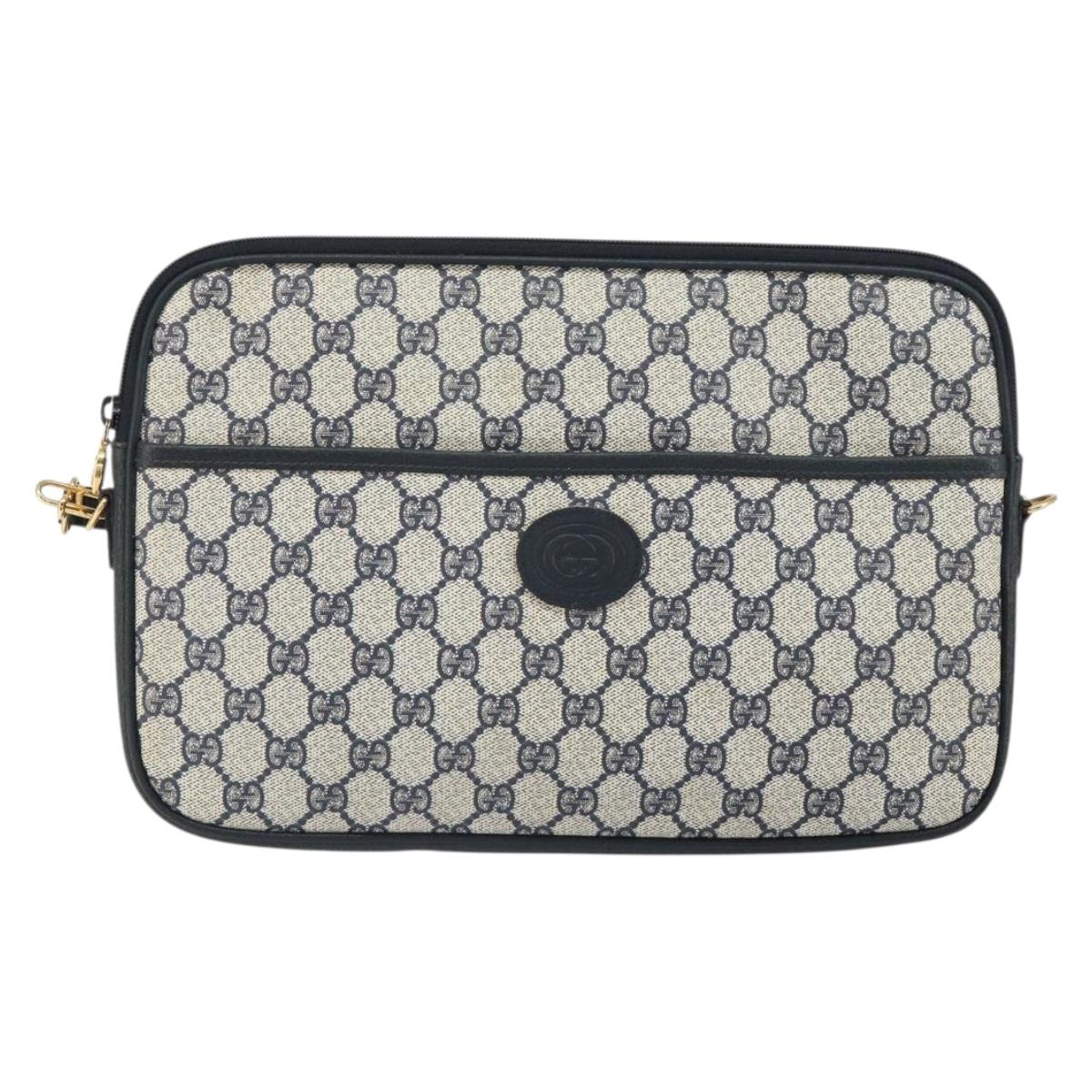 GUCCI GG Supreme Shoulder Bag PVC Navy Gold 004 89 0262 Auth yk20163