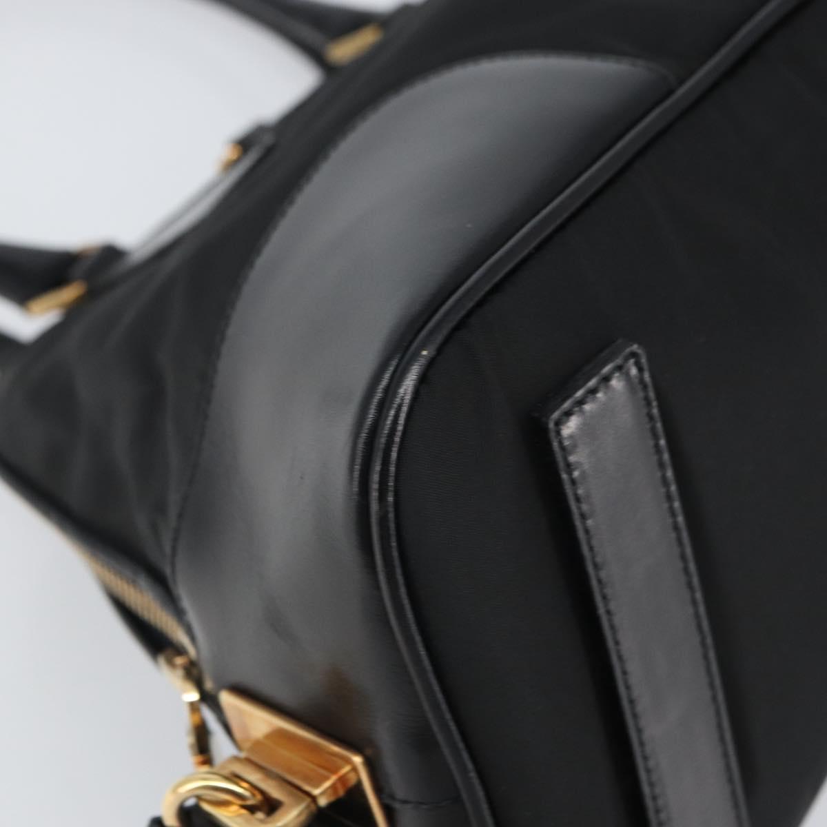 PRADA Hand Bag Nylon Black Gold Auth yk20166