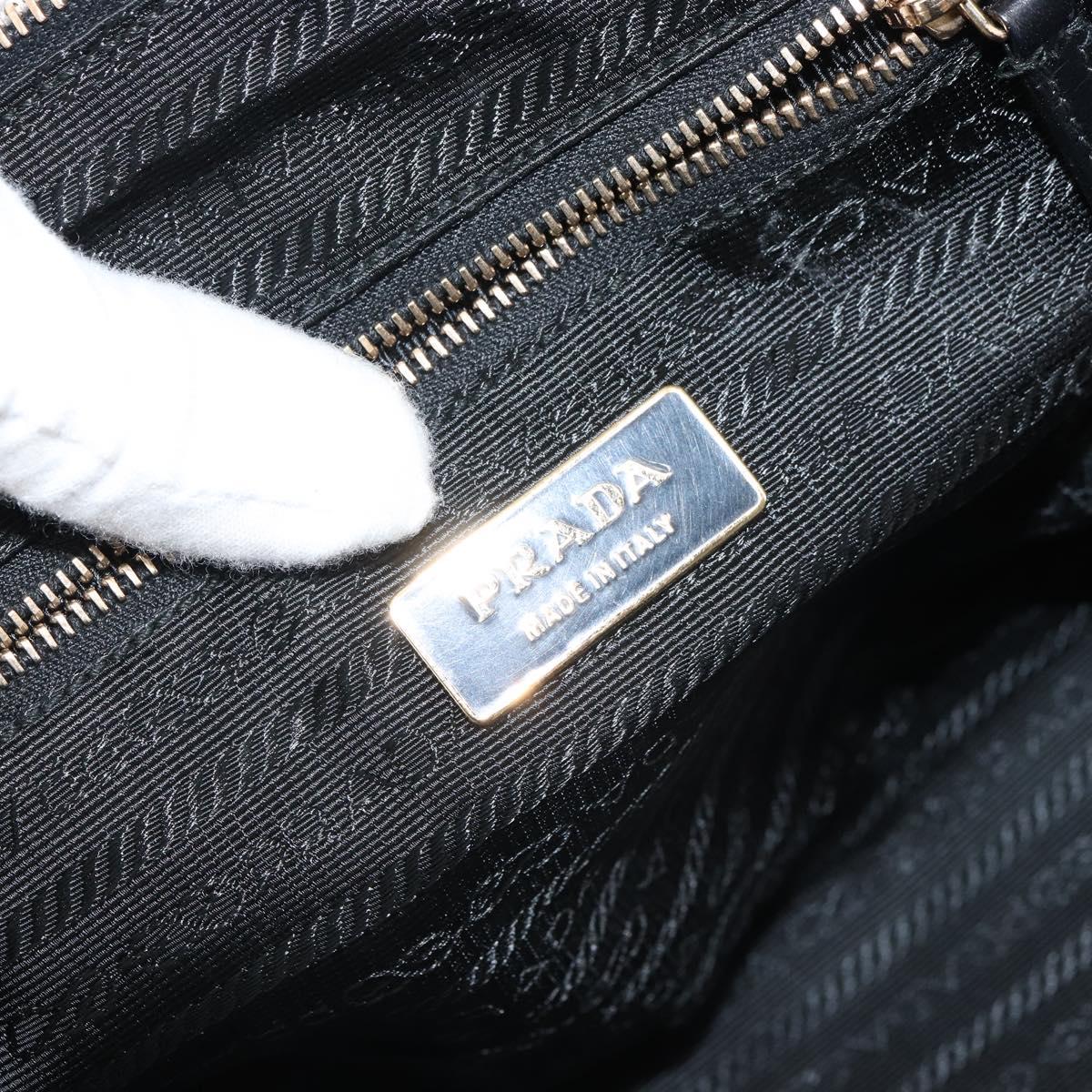 PRADA Hand Bag Nylon Black Gold Auth yk20166