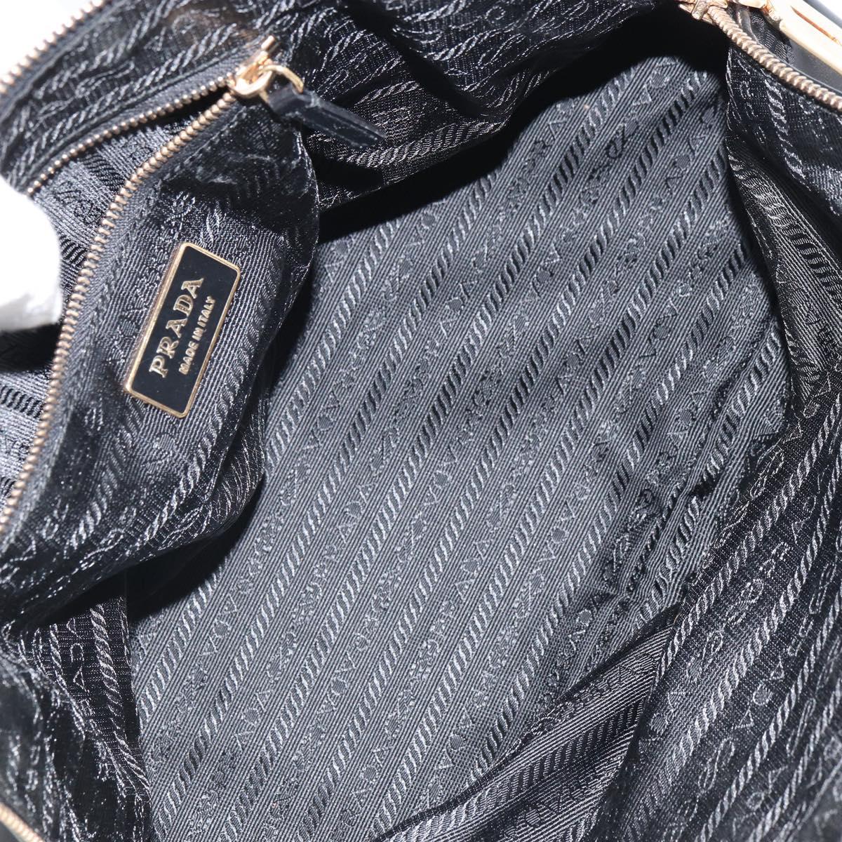 PRADA Hand Bag Nylon Black Gold Auth yk20166