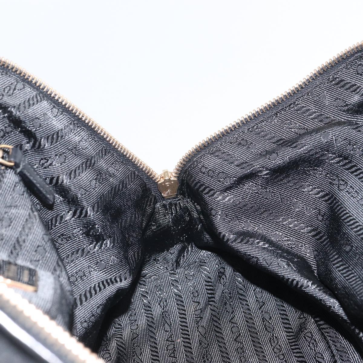 PRADA Hand Bag Nylon Black Gold Auth yk20166