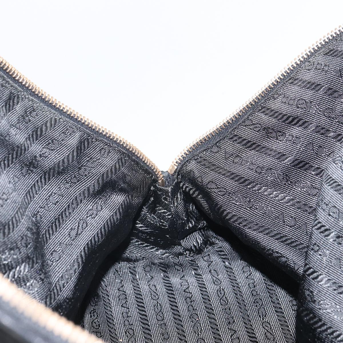 PRADA Hand Bag Nylon Black Gold Auth yk20166