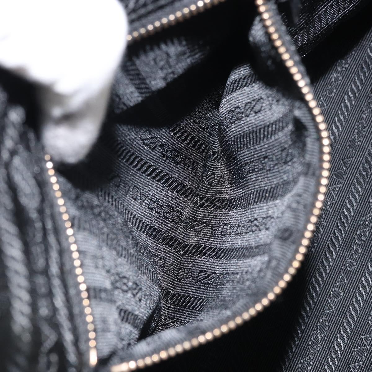 PRADA Hand Bag Nylon Black Gold Auth yk20166