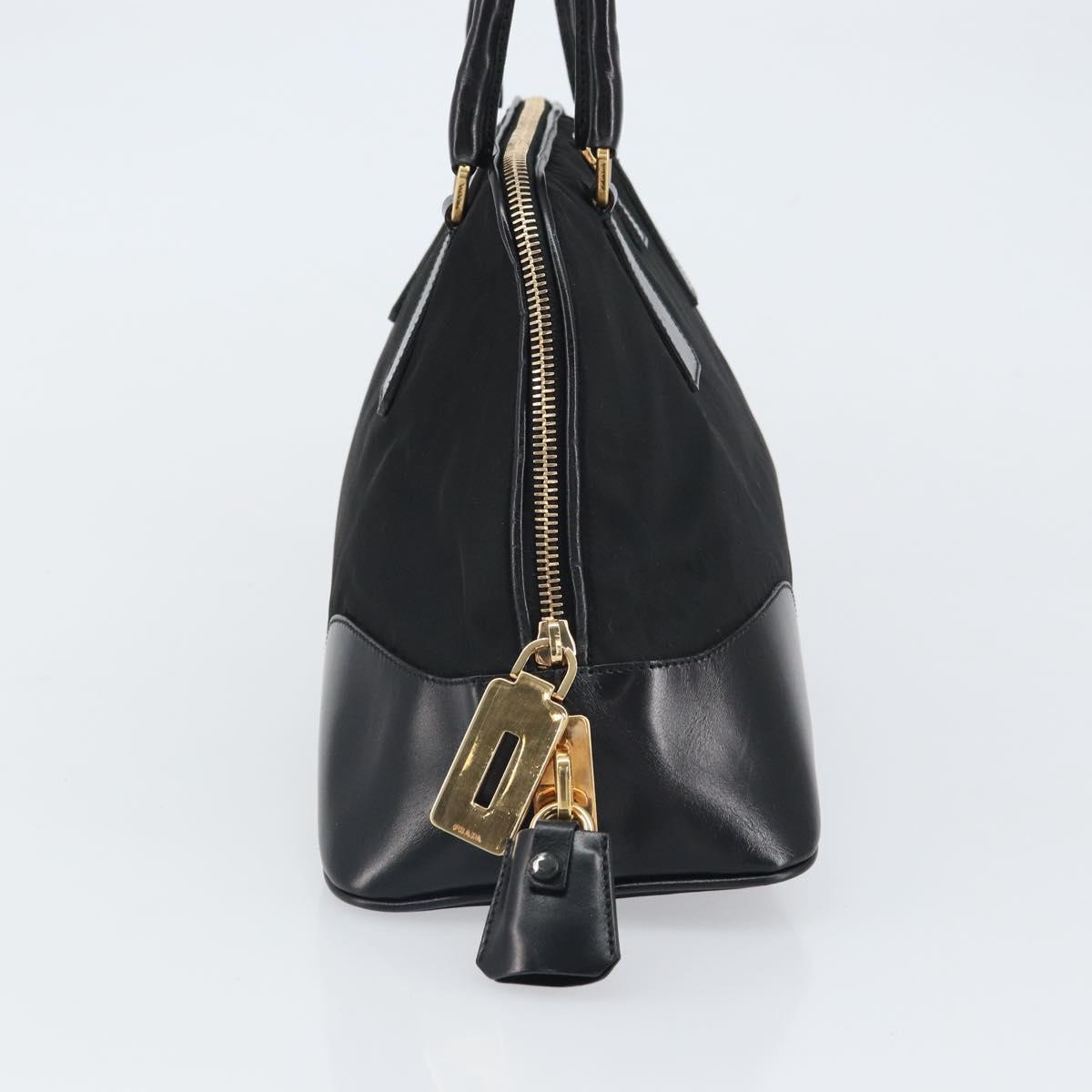 PRADA Hand Bag Nylon Black Gold Auth yk20166