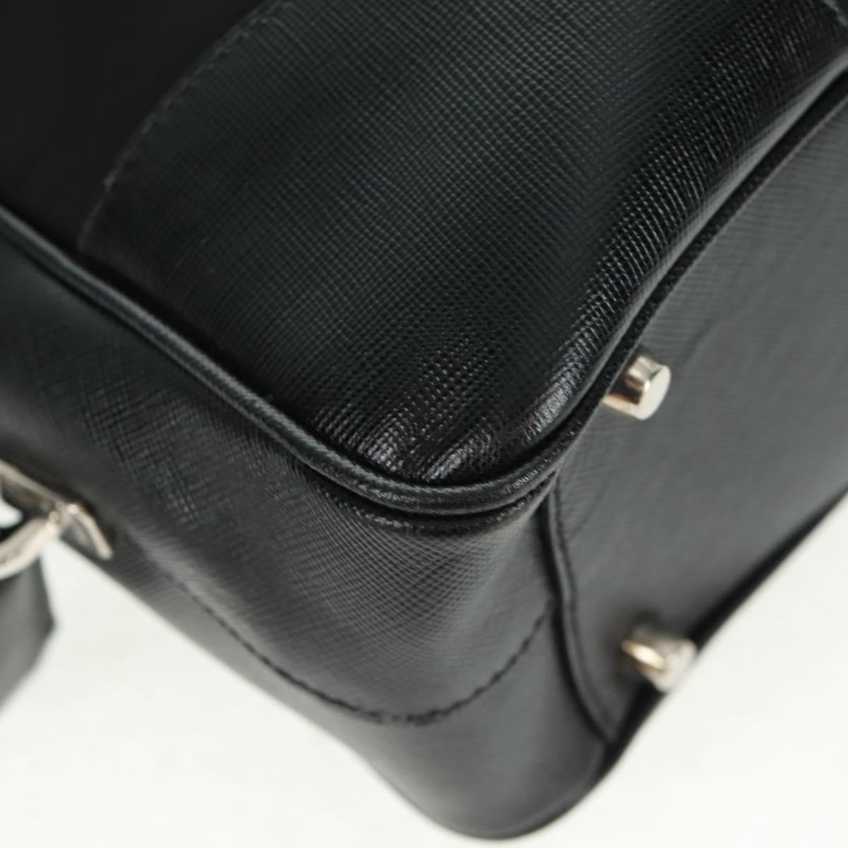 PRADA Shoulder Bag Nylon Leather Black Silver Auth yk20181V