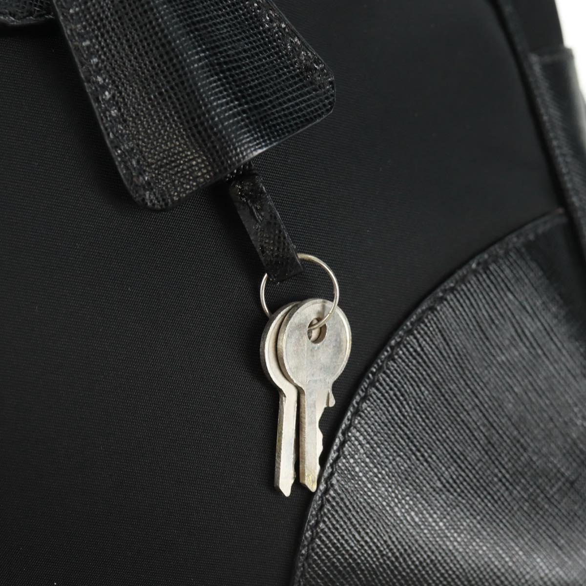 PRADA Shoulder Bag Nylon Leather Black Silver Auth yk20181V