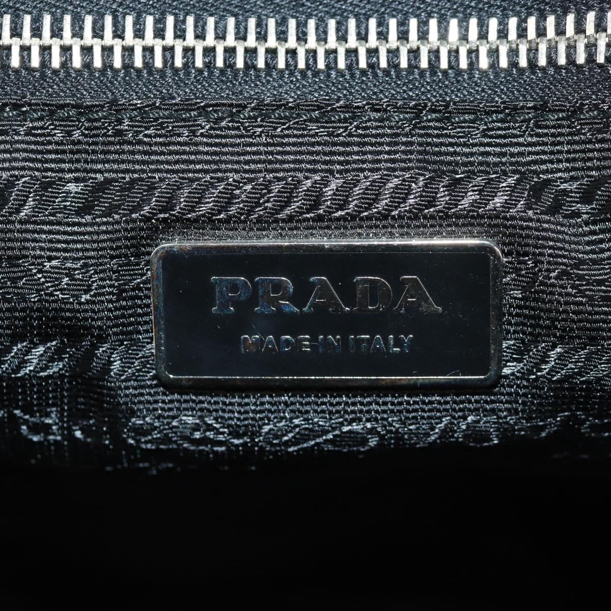 PRADA Shoulder Bag Nylon Leather Black Silver Auth yk20181V