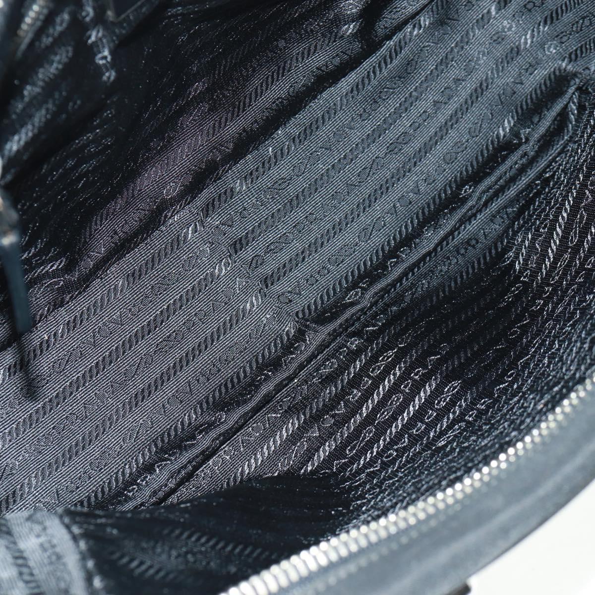 PRADA Shoulder Bag Nylon Leather Black Silver Auth yk20181V