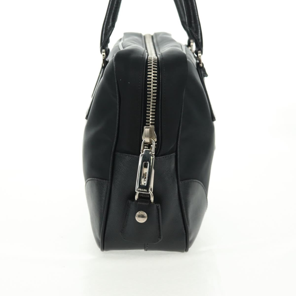 PRADA Shoulder Bag Nylon Leather Black Silver Auth yk20181V