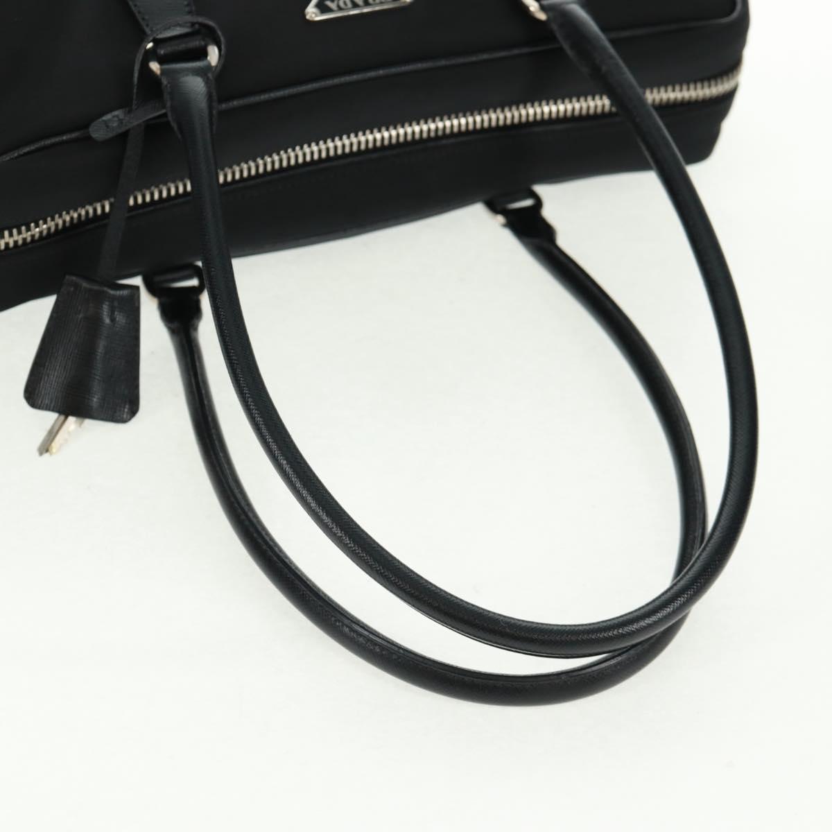 PRADA Shoulder Bag Nylon Leather Black Silver Auth yk20181V