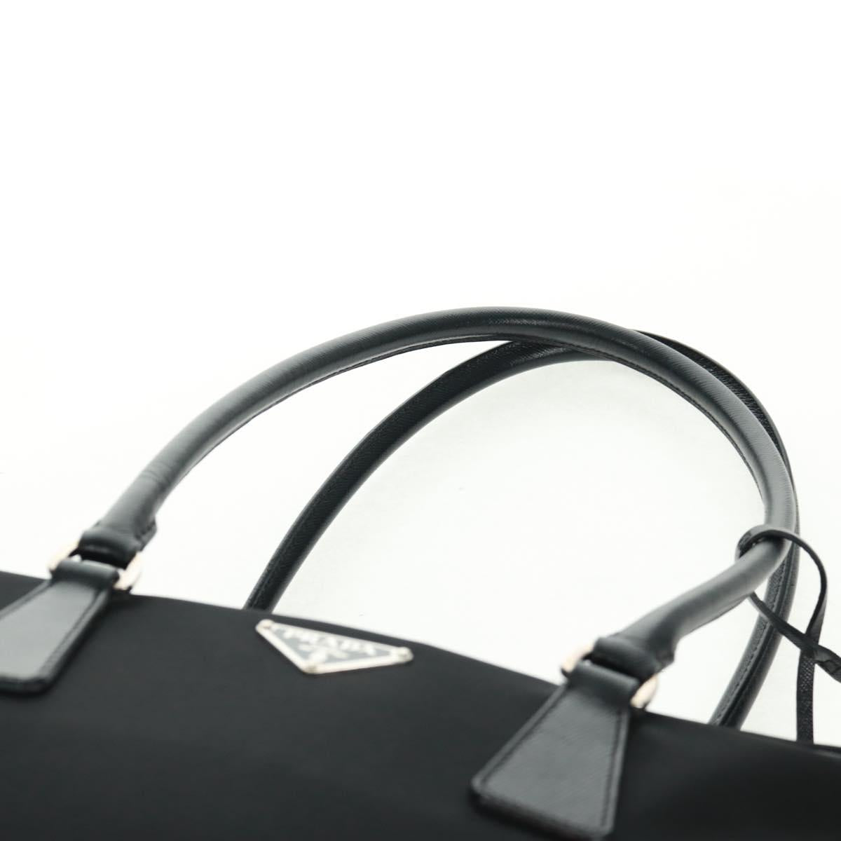 PRADA Shoulder Bag Nylon Leather Black Silver Auth yk20181V