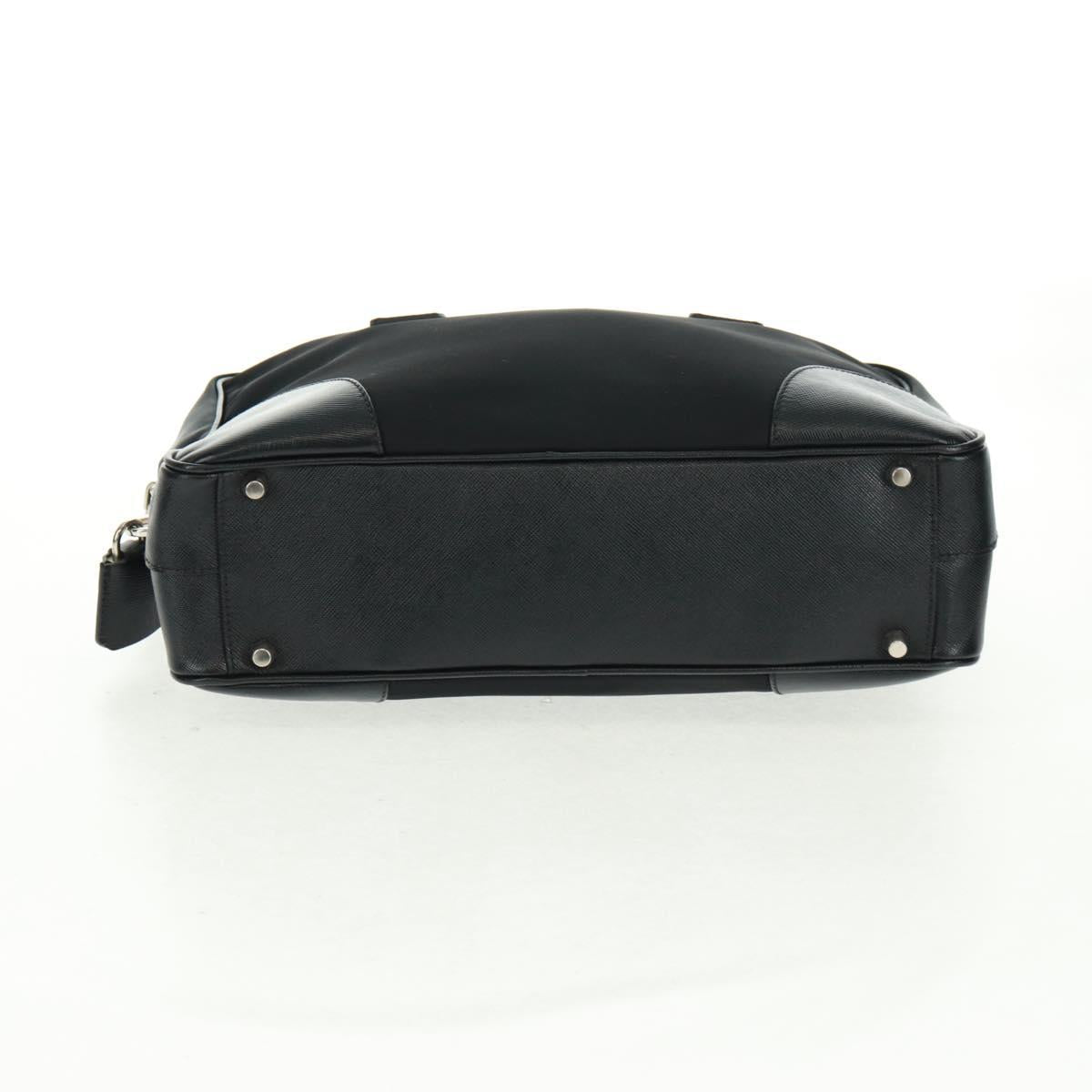 PRADA Shoulder Bag Nylon Leather Black Silver Auth yk20181V
