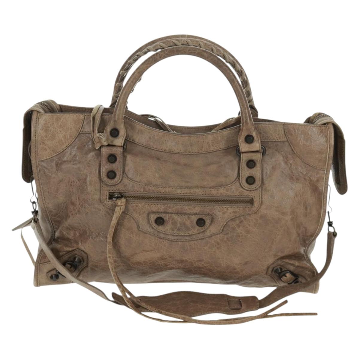 BALENCIAGA The City Hand Bag Leather 2way Brown 115748 Auth yk20183SAV
