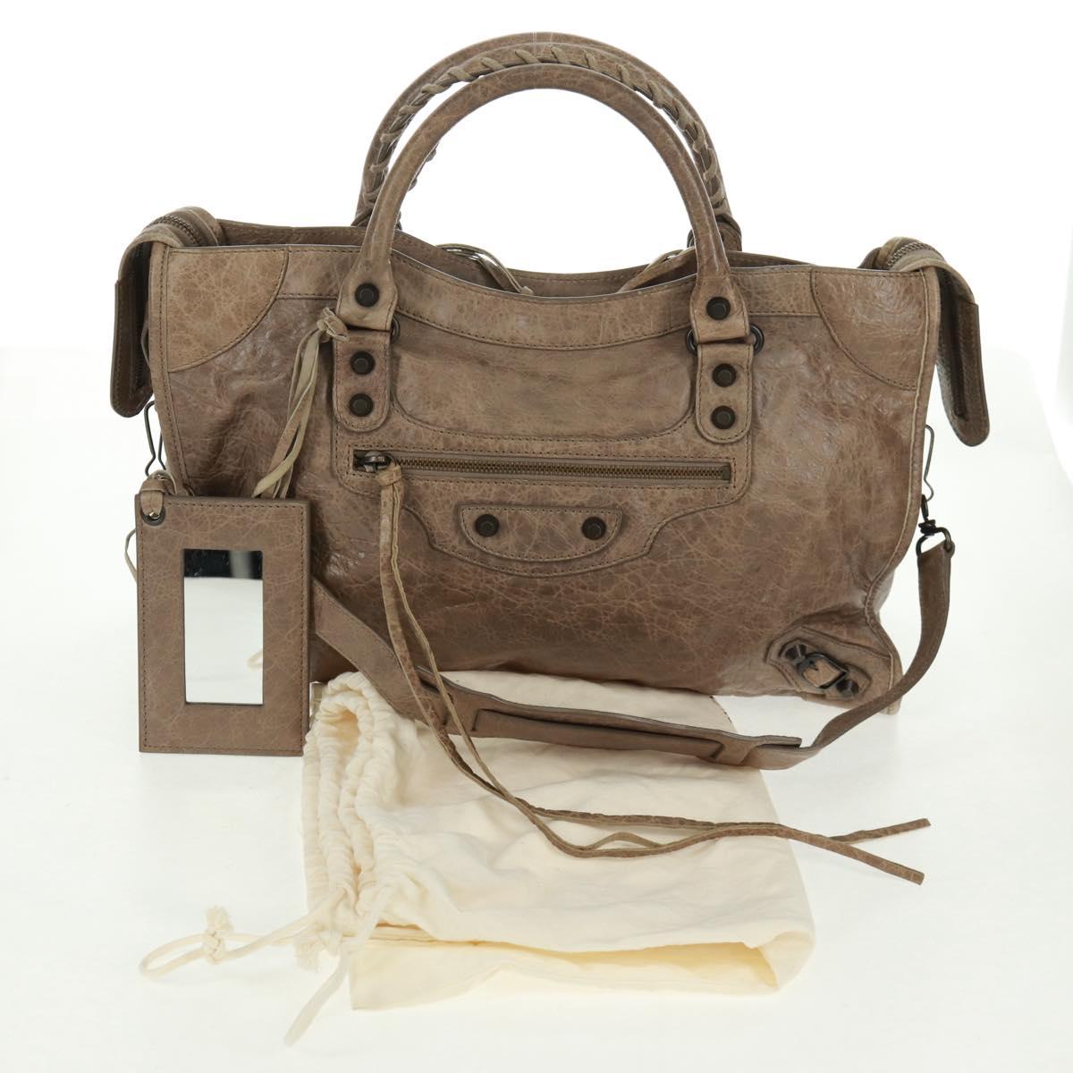BALENCIAGA The City Hand Bag Leather 2way Brown 115748 Auth yk20183SAV