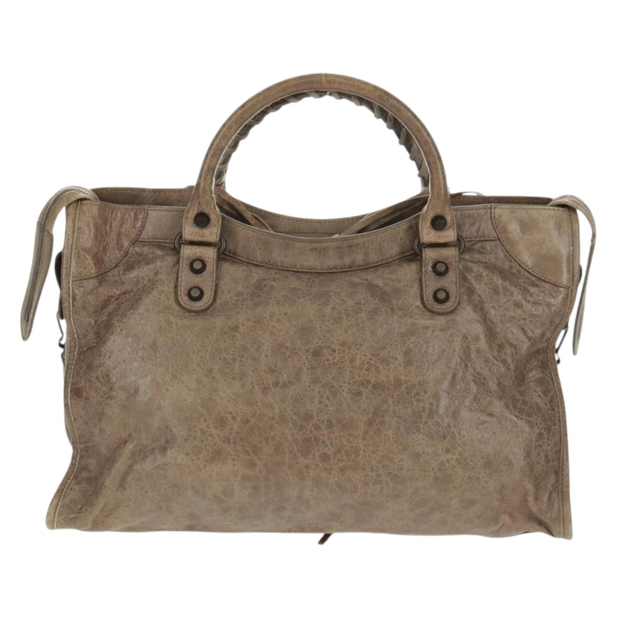 BALENCIAGA The City Hand Bag Leather 2way Brown 115748 Auth yk20183SAV