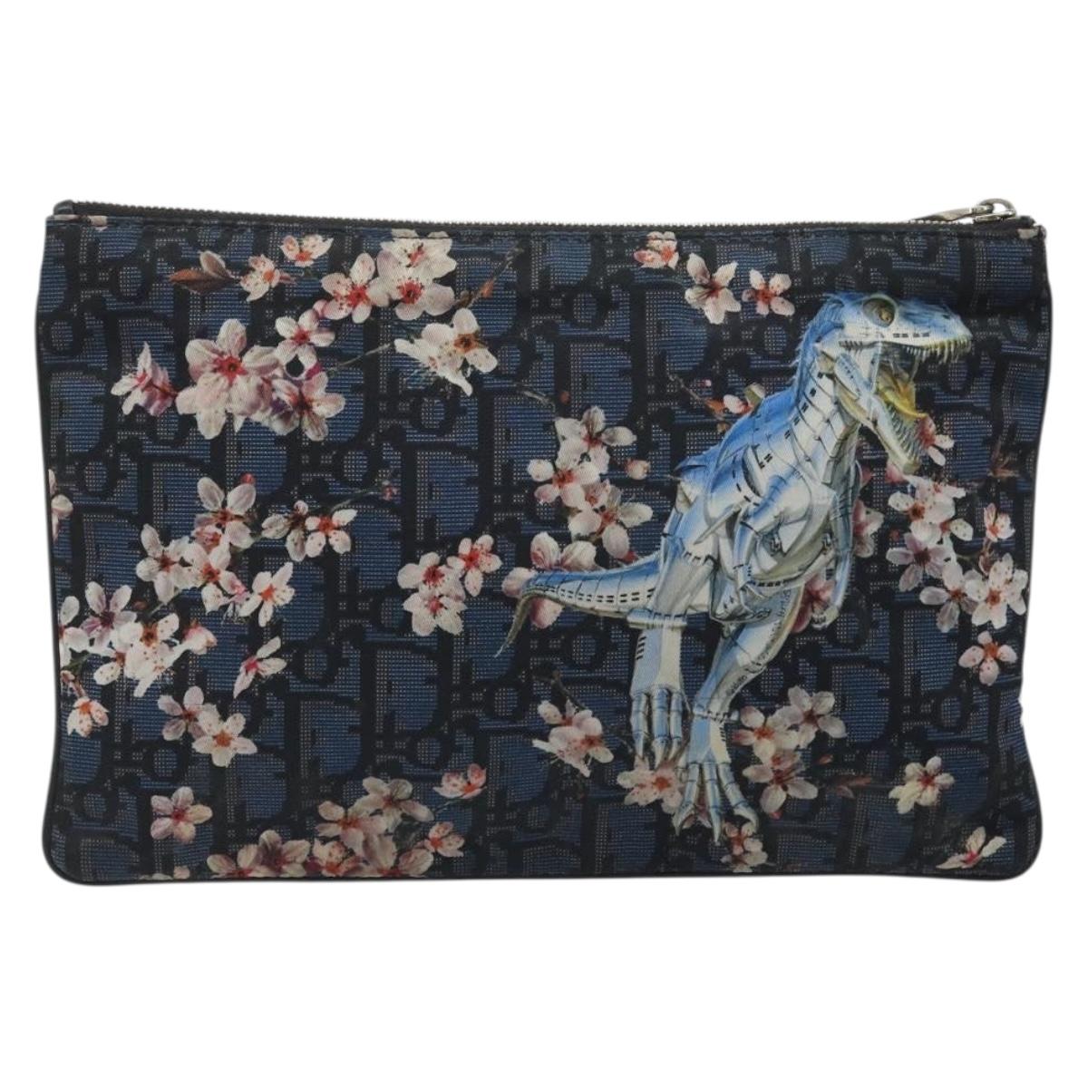 Christian Dior Trotter Canvas Hajime Sorayama Clutch Bag Nylon Navy Auth yk20185