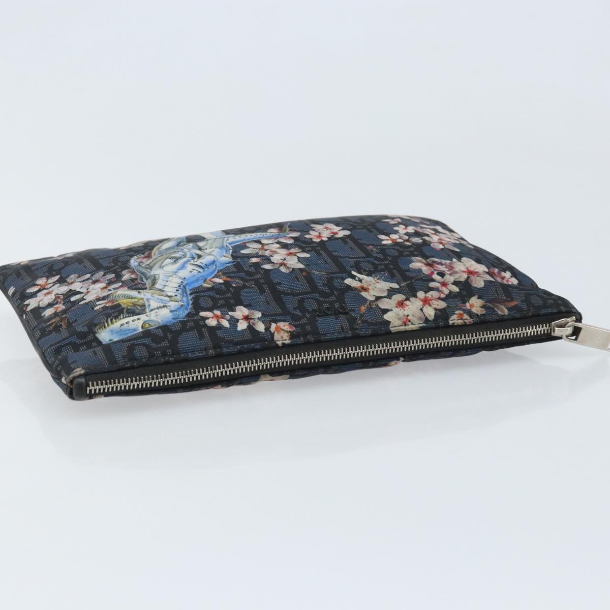 Christian Dior Trotter Canvas Hajime Sorayama Clutch Bag Nylon Navy Auth yk20185
