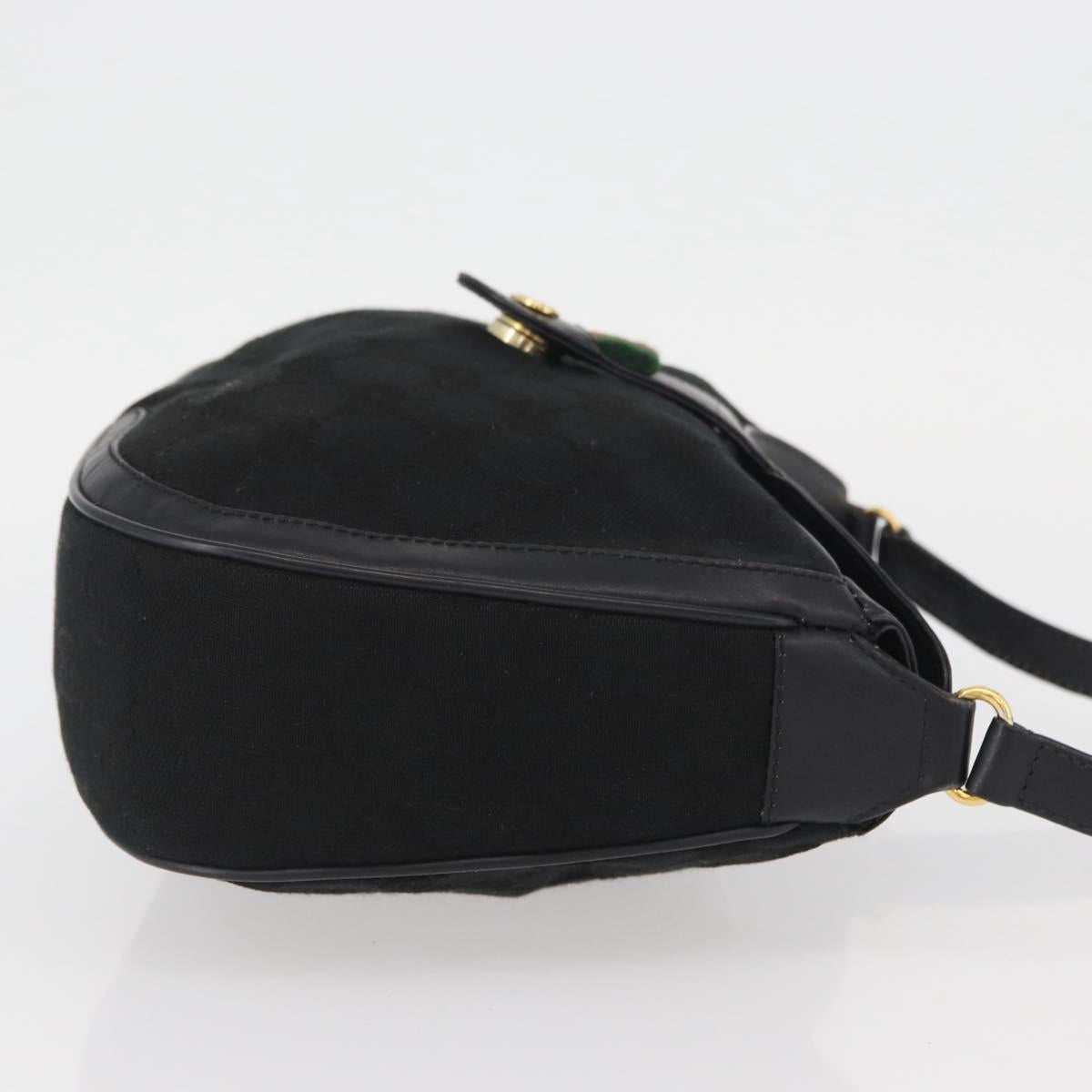 GUCCI GG Canvas Web Sherry Line Shoulder Bag Black Gold 10 02 056 Auth yk20193A