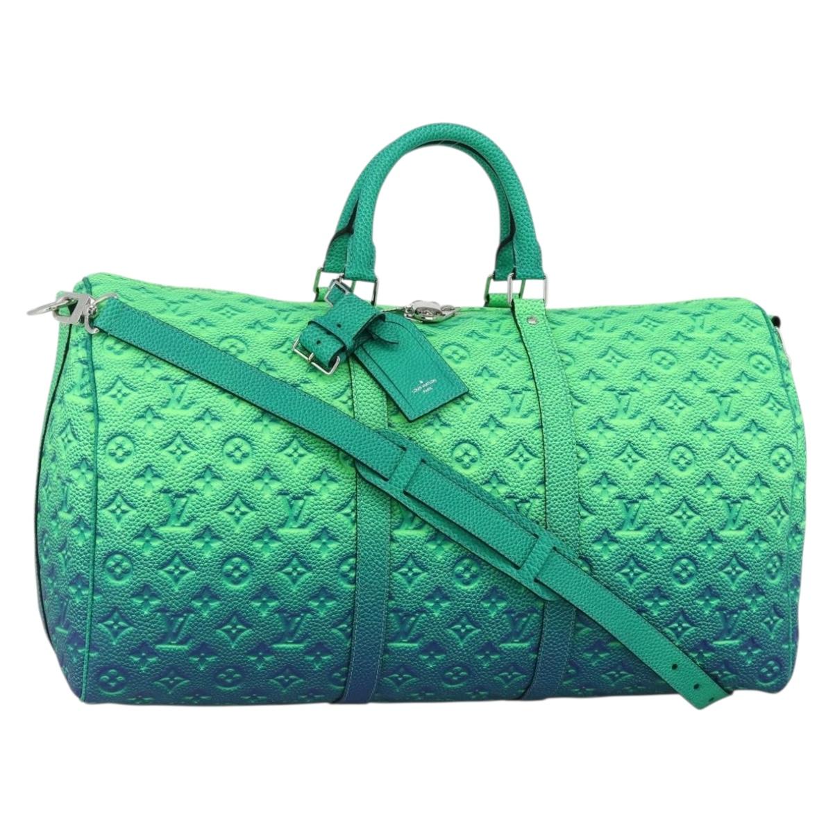 LOUIS VUITTON Illusion Keepall Bandouliere 50 Bag Green M59712 LV Auth yk20200SM