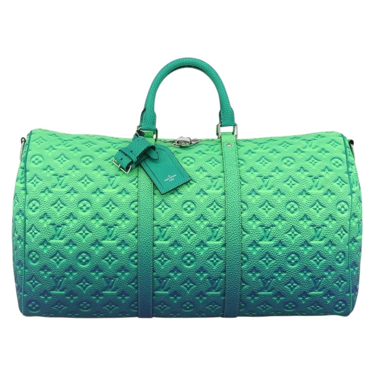 LOUIS VUITTON Illusion Keepall Bandouliere 50 Bag Green M59712 LV Auth yk20200SM