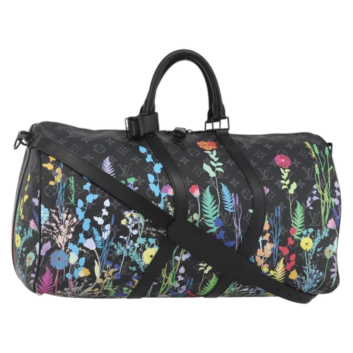 LOUIS VUITTON Eclipse Floral Keepall Bandouliere 50 Bag M45062 LV Auth yk20204SM