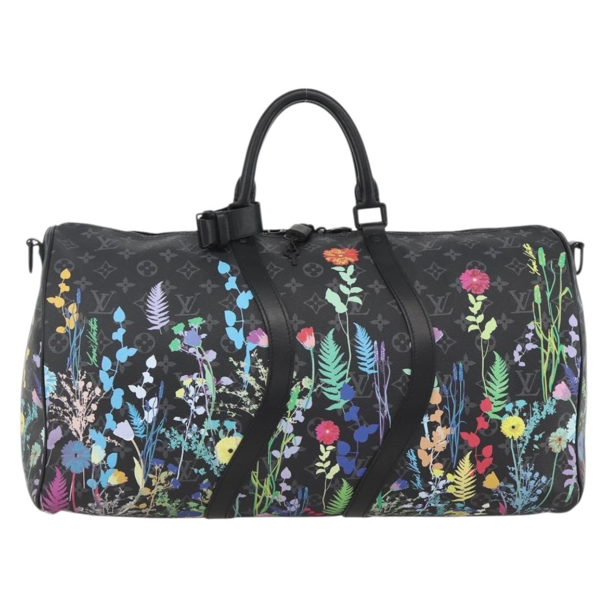 LOUIS VUITTON Eclipse Floral Keepall Bandouliere 50 Bag M45062 LV Auth yk20204SM