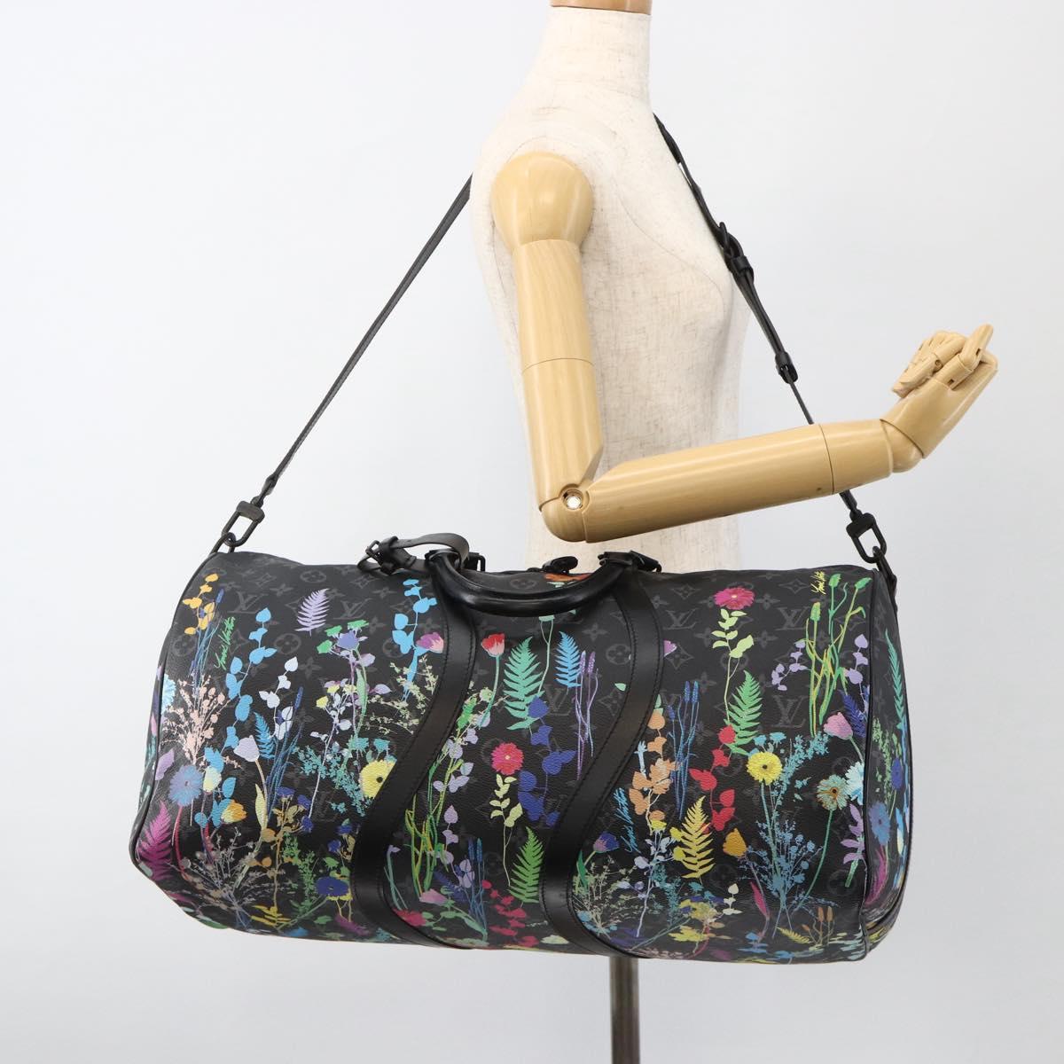 LOUIS VUITTON Eclipse Floral Keepall Bandouliere 50 Bag M45062 LV Auth yk20204SM