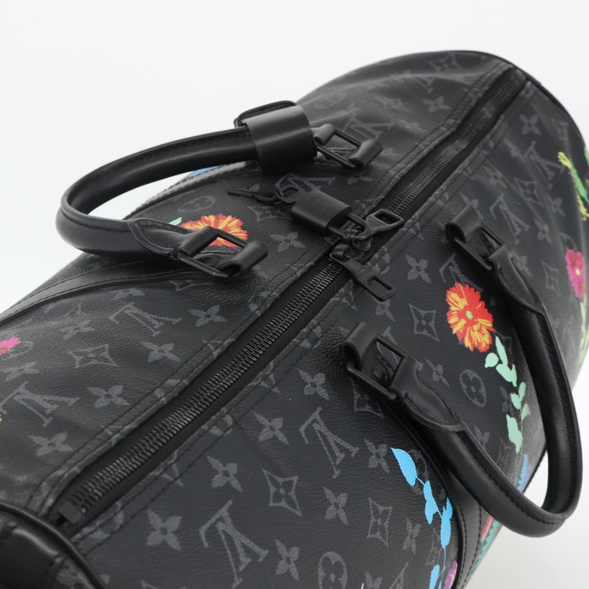 LOUIS VUITTON Eclipse Floral Keepall Bandouliere 50 Bag M45062 LV Auth yk20204SM
