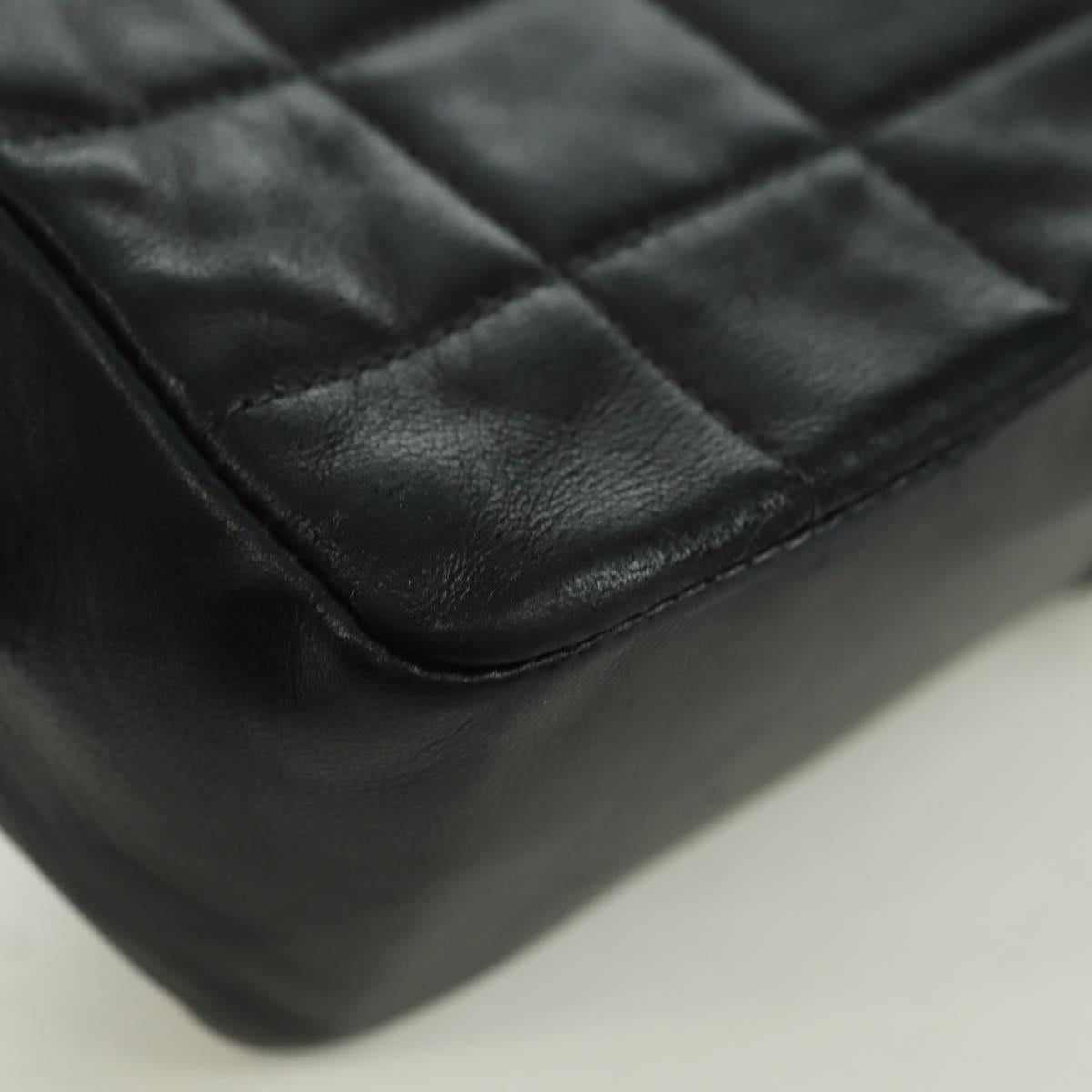 CHANEL Choco Bar Shoulder Bag Lamb Skin Black Gold CC Auth yk20209SAV