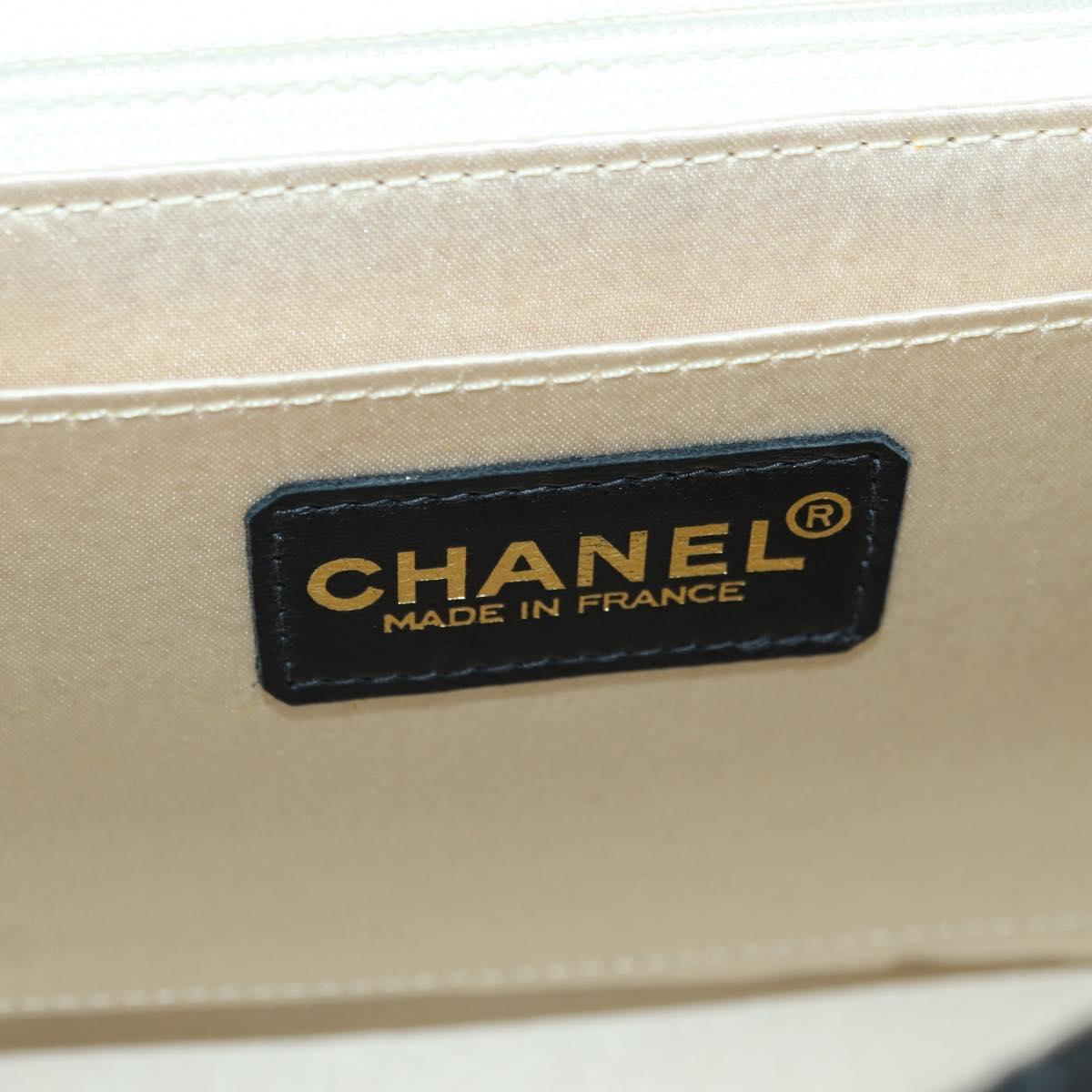 CHANEL Choco Bar Shoulder Bag Lamb Skin Black Gold CC Auth yk20209SAV
