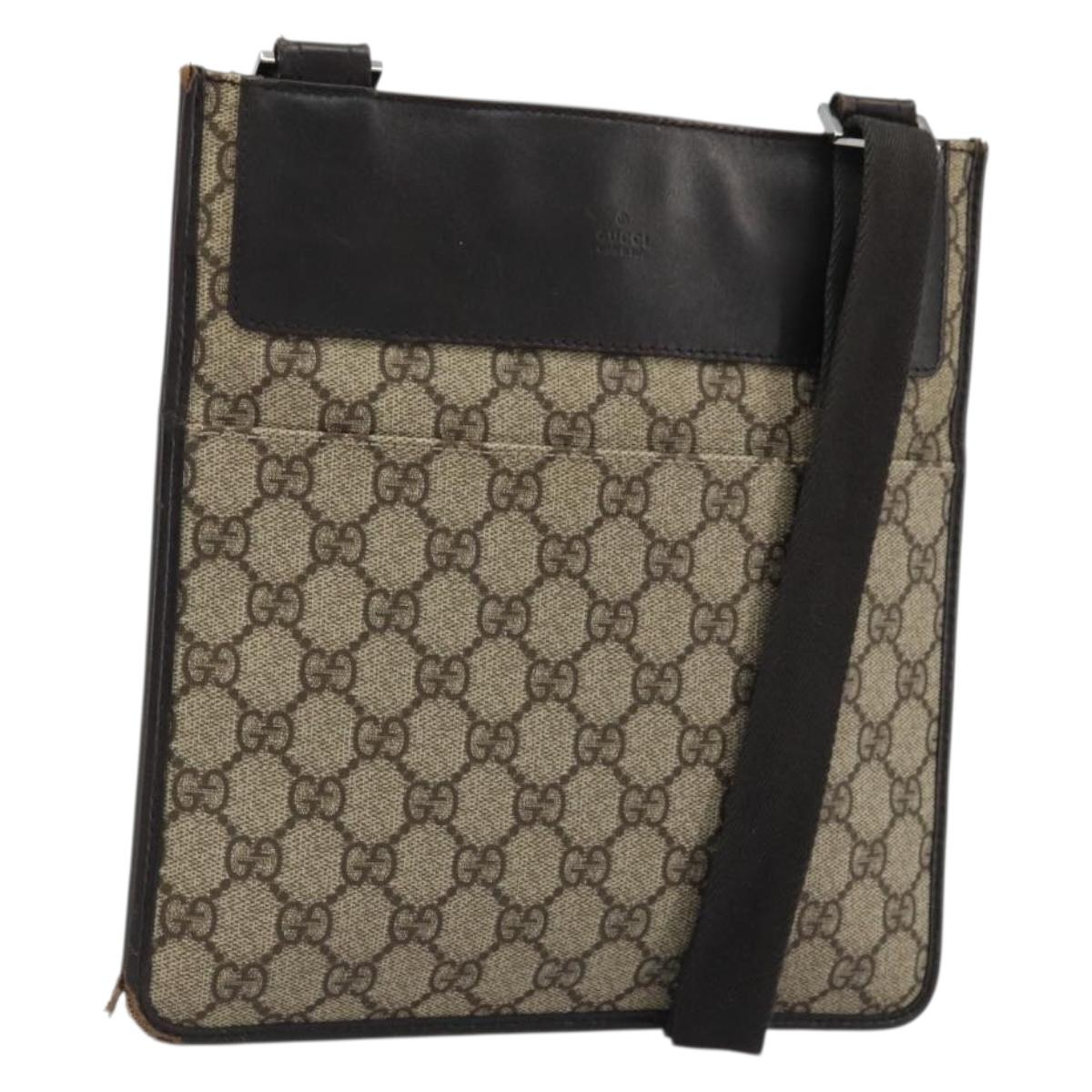 GUCCI GG Canvas Shoulder Bag PVC Beige Silver 27639 Auth yk20236