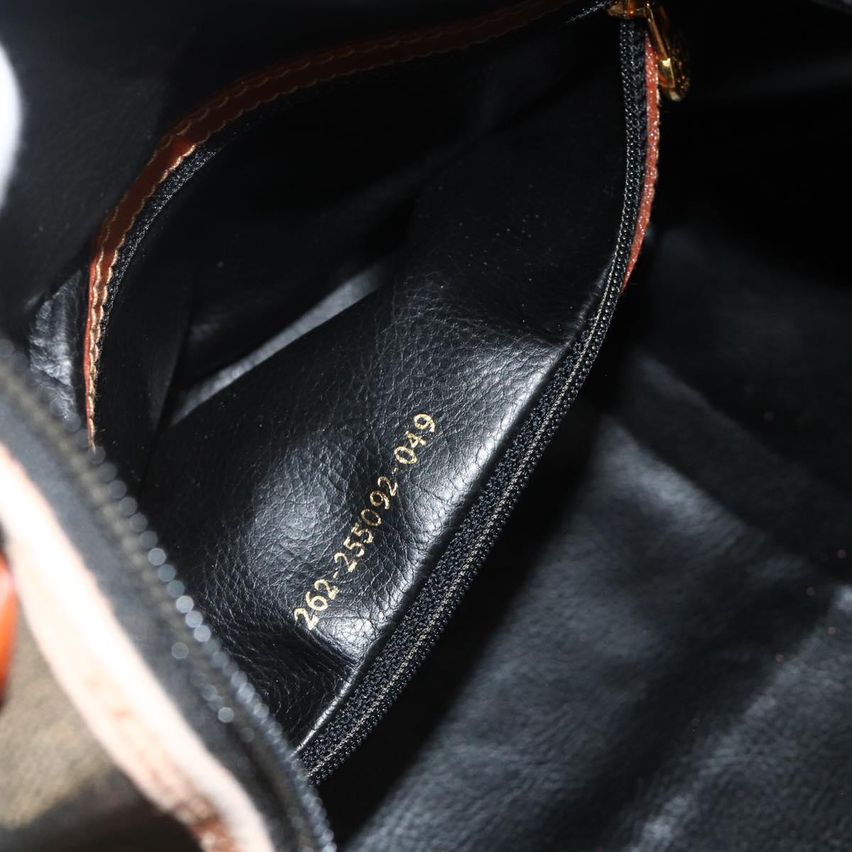 FENDI Pecan Canvas Boston Bag PVC Brown Black Auth yk20237