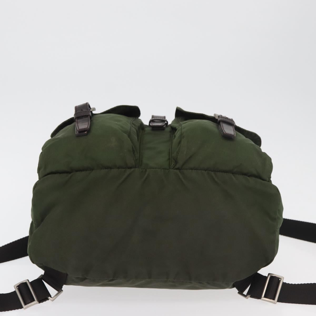 PRADA Backpack Nylon Khaki Silver Auth yk20253