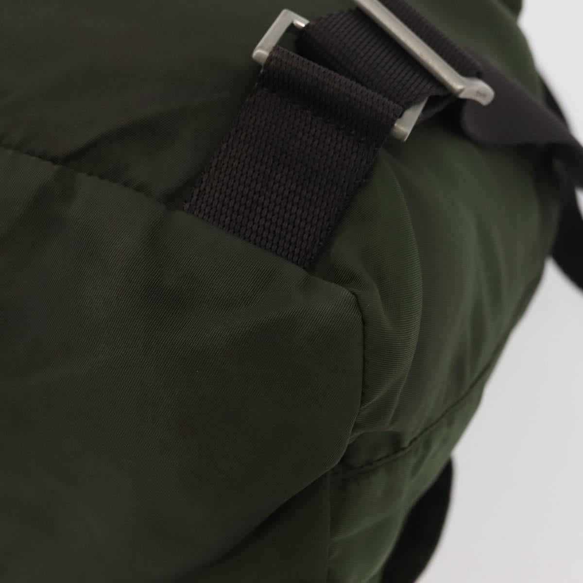 PRADA Backpack Nylon Khaki Silver Auth yk20253