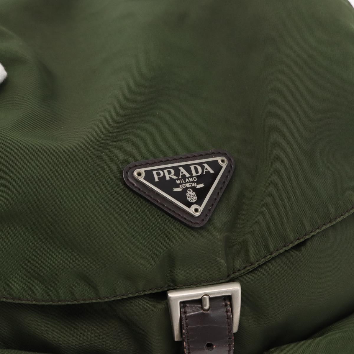 PRADA Backpack Nylon Khaki Silver Auth yk20253