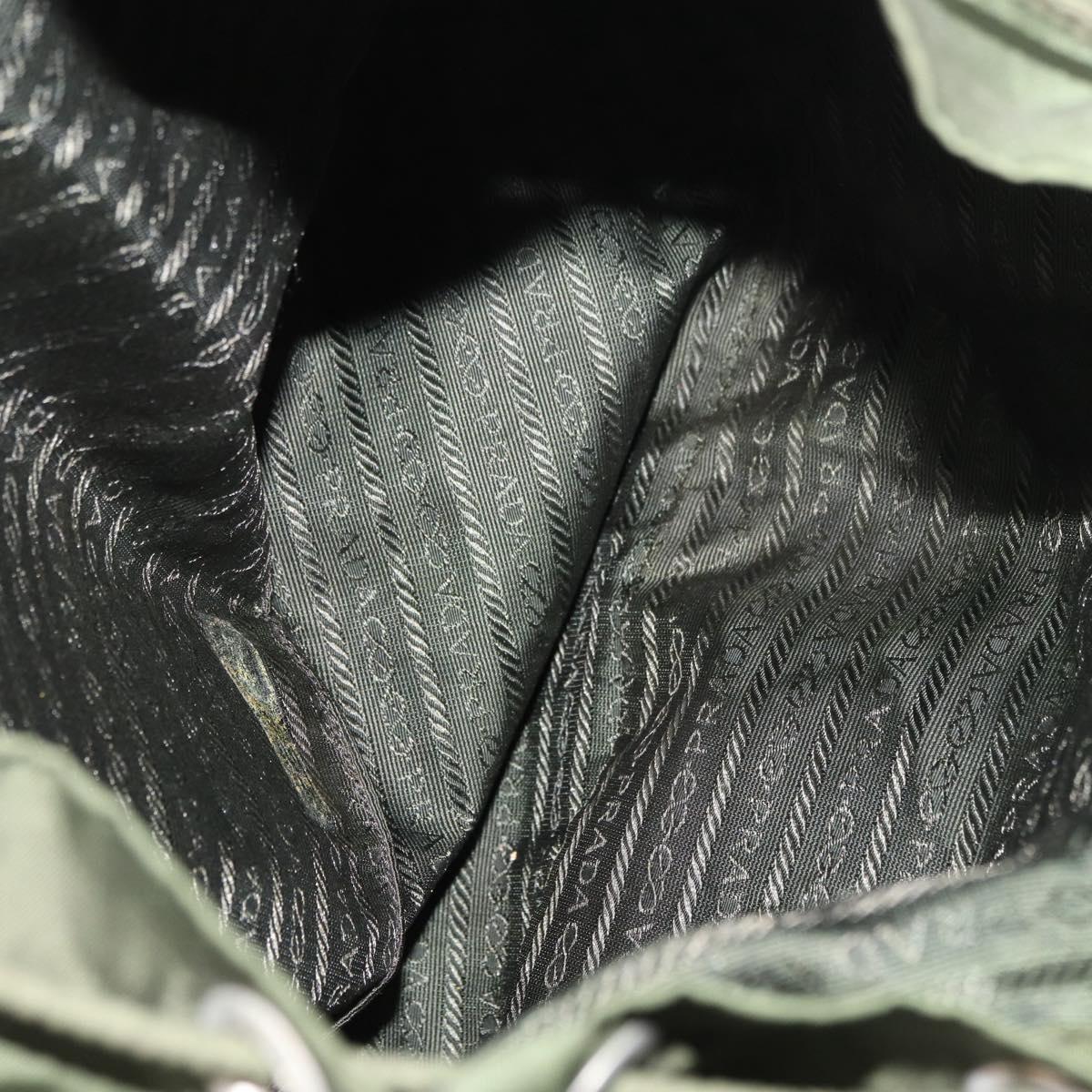 PRADA Backpack Nylon Khaki Silver Auth yk20253