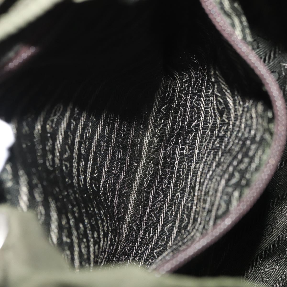 PRADA Backpack Nylon Khaki Silver Auth yk20253