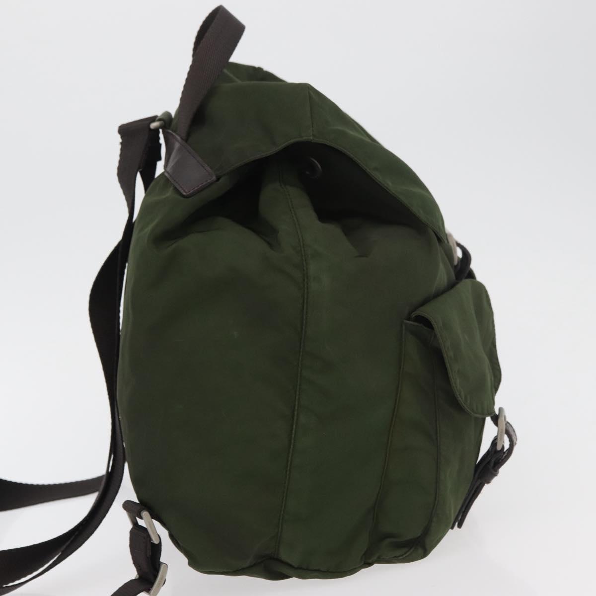 PRADA Backpack Nylon Khaki Silver Auth yk20253