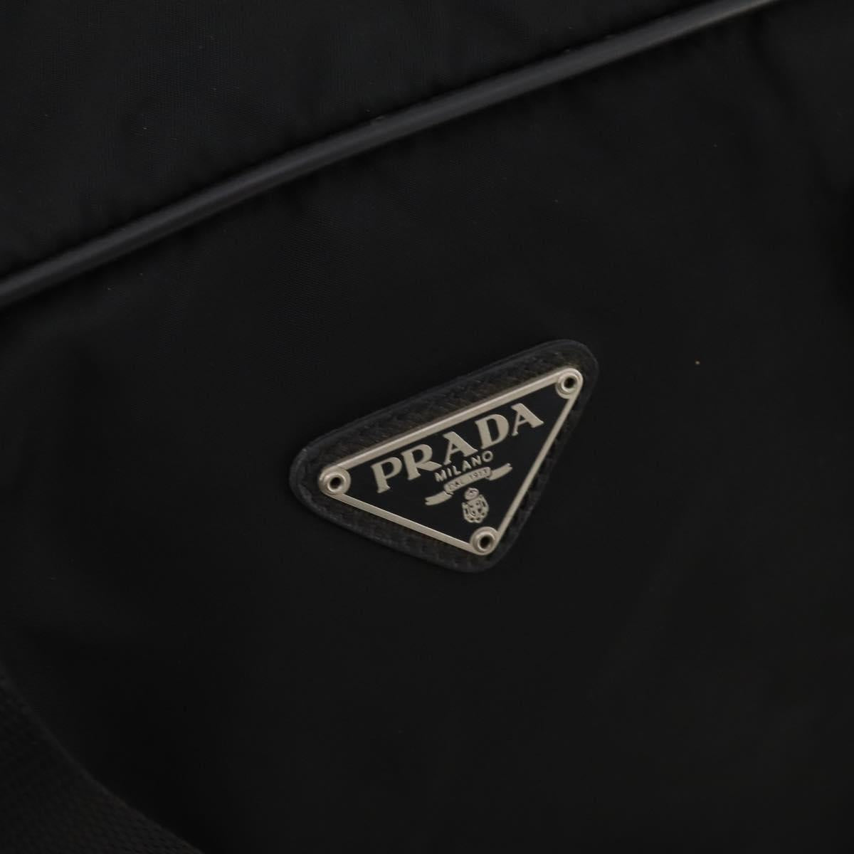 PRADA Boston Bag Nylon Black Silver Auth yk20263A